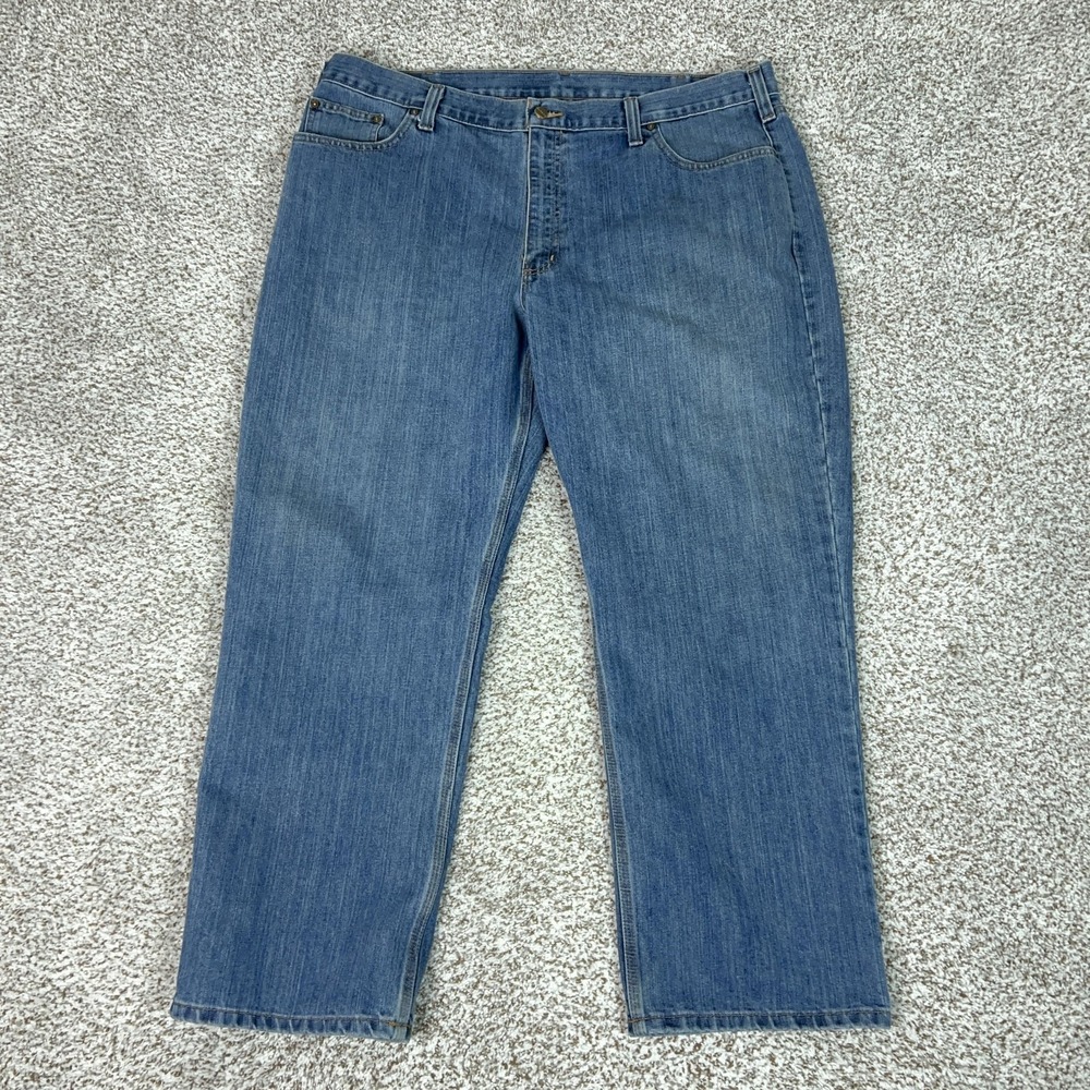 Carhartt Jeans Mens 42x30 Blue Relaxed Fit Denim Workwear Straight Leg Zip Fly